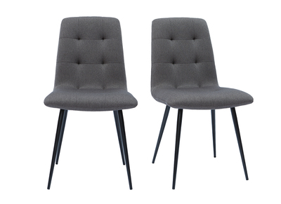 Set de 2 sillas de diseño tapizadas gris y metal negro ESCAPE